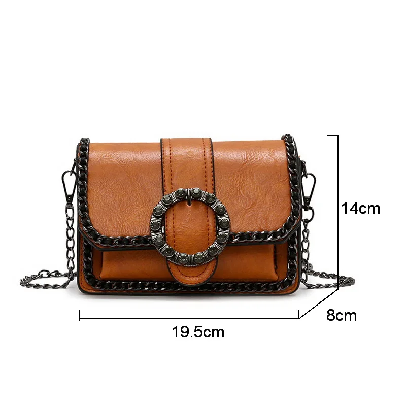 

Ansloth Vintage Design Female Mini Shoulder Bag PU Leather Chain Bags Casual Messenger Bag Small Crossbody Bags For Women HPS246