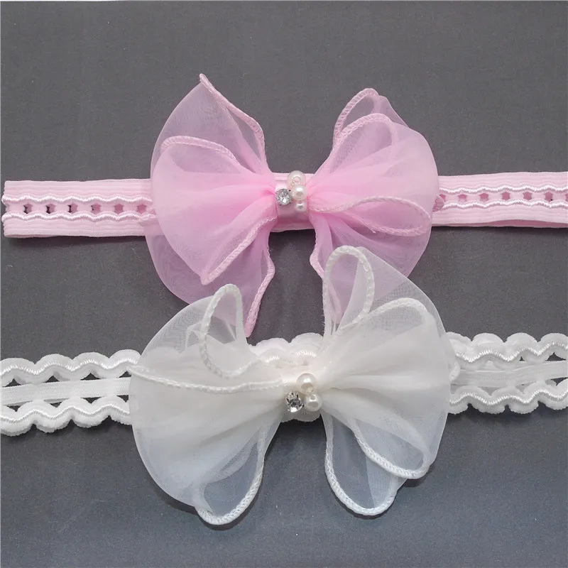 1 шт. прозрачный бант из органзы с цветочным узором эластичная повязка на голову