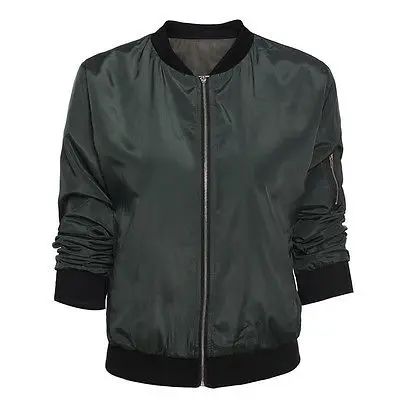 

Spring Apparel cool basic bomber jacket Women Army Green jacket coat zipper biker outwear Jackets