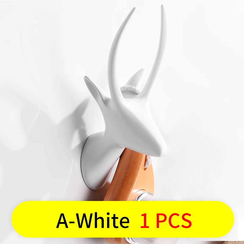 A-White Крючок для халата, черный крючок для ванной комнаты, крючок для полотенец, сумка для ключей, шляпа, Декоративный олень, крючок для одежды, настенная полка, аксессуары для ванной комнаты - Цвет: A-White