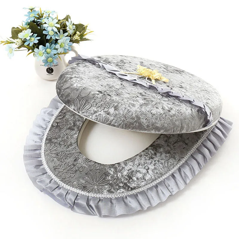 Gray Набор подушек для унитаза, 2 шт., моющиеся, мягкие, теплые, HG99 - Цвет: Gray