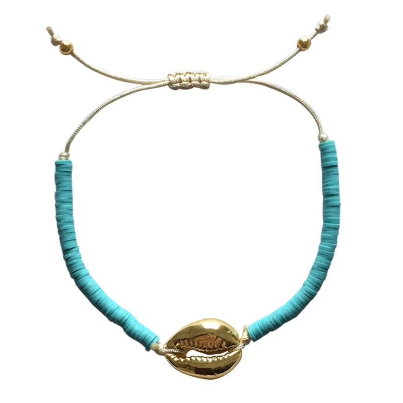 Bff Boho Cowrie ракушки браслеты для женщин аксессуары из полимерной глины веревочная