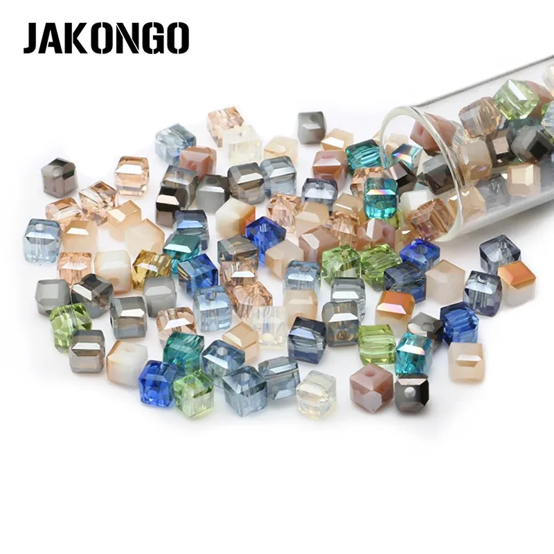 

Прозрачные стеклянные бусины JAKONGO квадратной формы, 4 мм, эффекты AB, бусины россыпью для изготовления браслетов, сережек «сделай сам», аксесс...