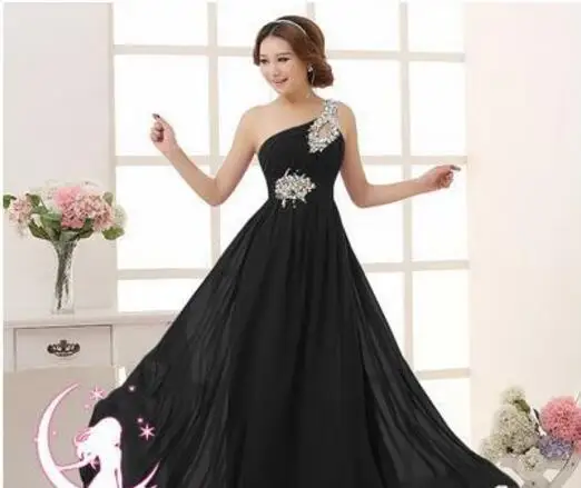Breve elegante Vestido de Um Ombro Baratos Coral Damas De Honra Vestidos Longos шифоновое платье 2017 | Свадьбы и