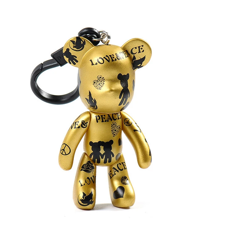 

Men's Rotatable Love Peace Bear Key Ring Women Skull Bears Keychain On Bag Car Trinket Jewelry Party Souvenirs Gift