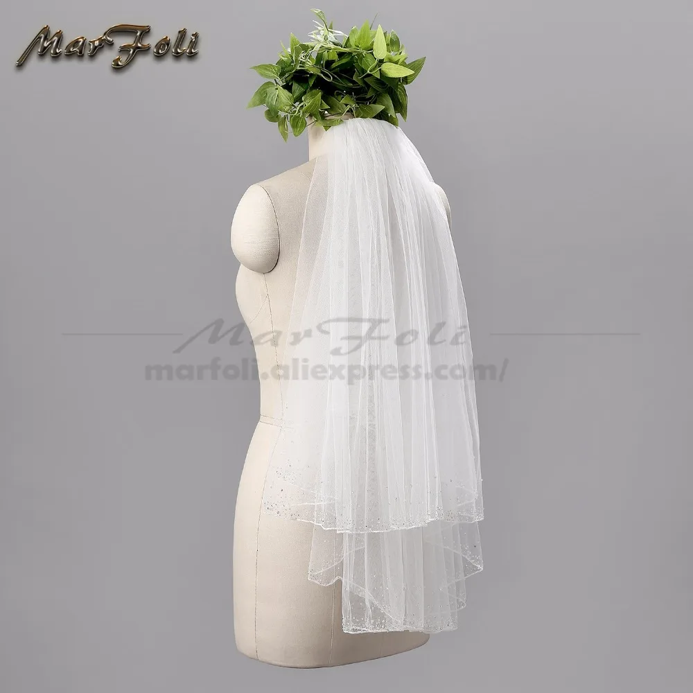 Свадебная фата белого цвета слоновой кости расшитая бисером с кристаллами