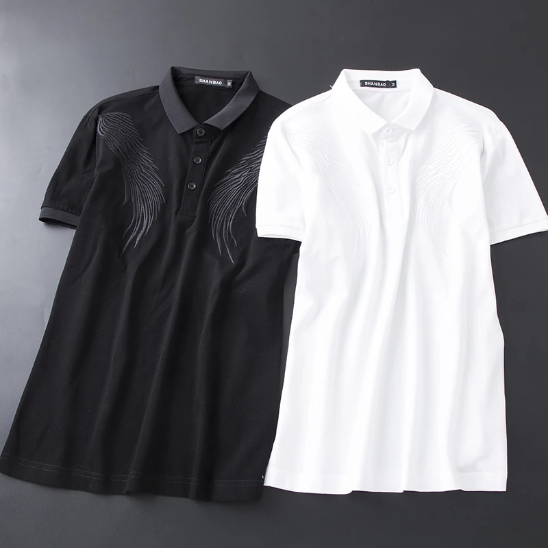 

European Great Designer Polos Shirts Summer Men Polo Shirts Short Sleeve Eagle Wings Embroidery Breathable Shirt 4XL 5XL 9205