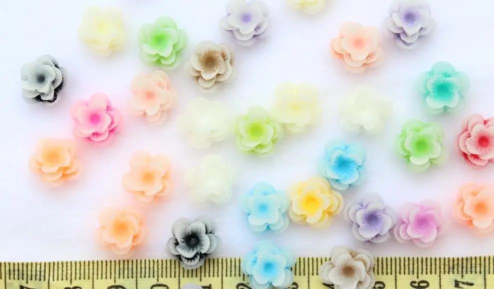 

250pcs 2 tones mixed lovely glitter sugar 2 tones rose flower Cabochons 12mm Cell phone decor, hair clips, embellishment, DIY