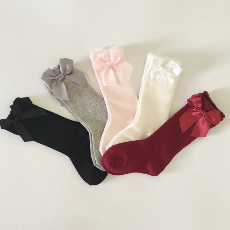 

Baby Girls Socks Knee High with Bows Baby Princess Socks for Girl Sweet Cute Baby Socks Long Tube Kids Children Leg Warmer 0-4Y
