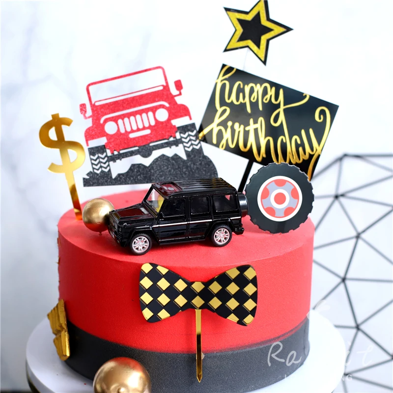 Racing Trophy Hat Tie ONE Cake Toppers Ins Alloy SUV Decor for Birthday Party Wedding Supplies Baking Decoration Sweet Gifts | Дом и сад