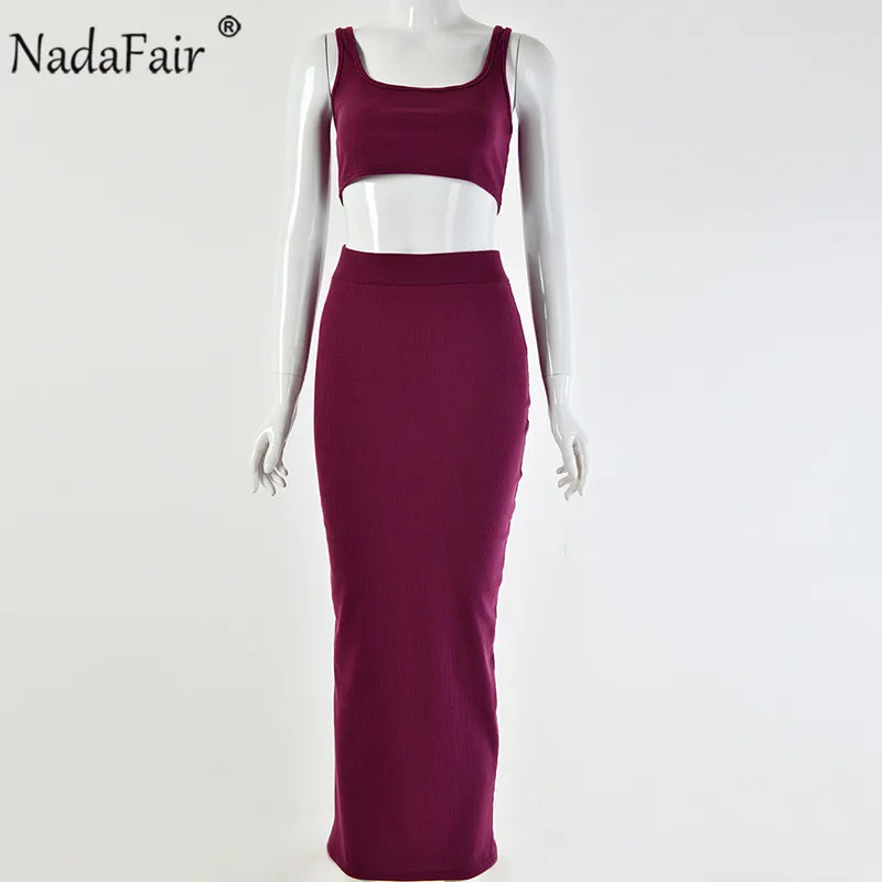 Фиолетовый Nadafair, вязанное, миди, облегающее, летнее платье, для женщин,, открытая спина, Клубное, сексуальное, длинное, вечерние, два предмета, наборы для женщин - Цвет: Фиолетовый