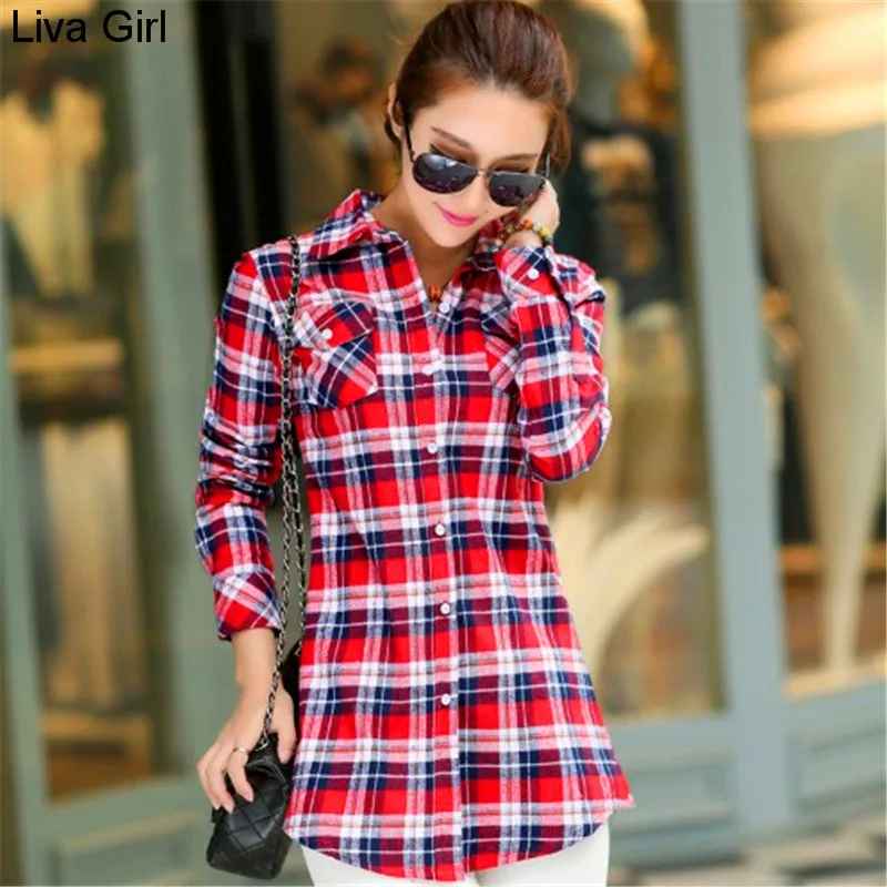 2017 Для женщин Хлопок Зимняя мода Повседневное теплая шерсть Рубашки для