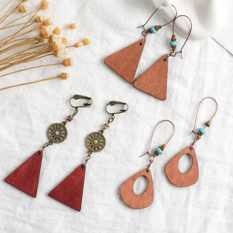 Модные Простые геометрические висячие серьги коричневые для женщин девочек