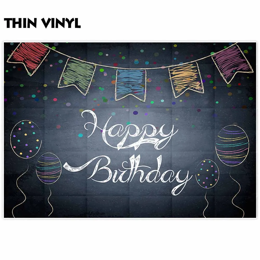 Allenjoy photo background chalkboard colorful ballons banners dots birthday family studio decor backdrop photographer photobooth |