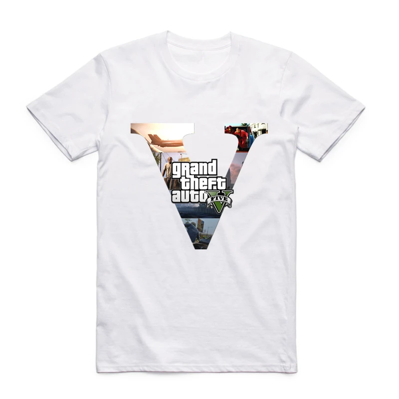Мужская футболка с коротким рукавом круглым вырезом и принтом Grand Theft Auto GTA |