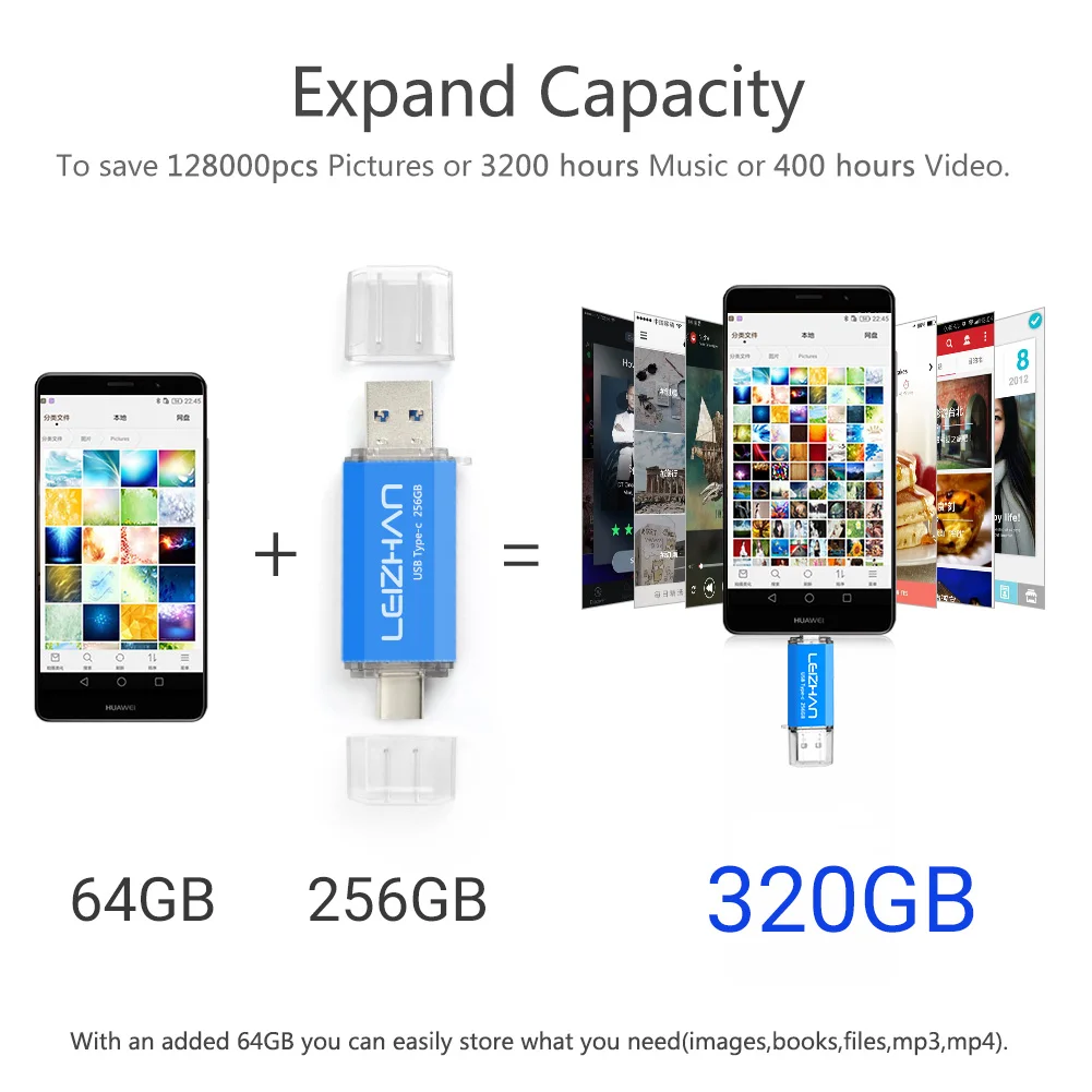 Флэш накопитель LEIZHAN USB C 64 ГБ флэш 3 0 16 32 256 128 Note 9 ключ|USB флэш-накопители| |