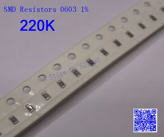 SMD резисторы 0603 220 K ohm 1/10W 1% Чип | Электронные компоненты и принадлежности