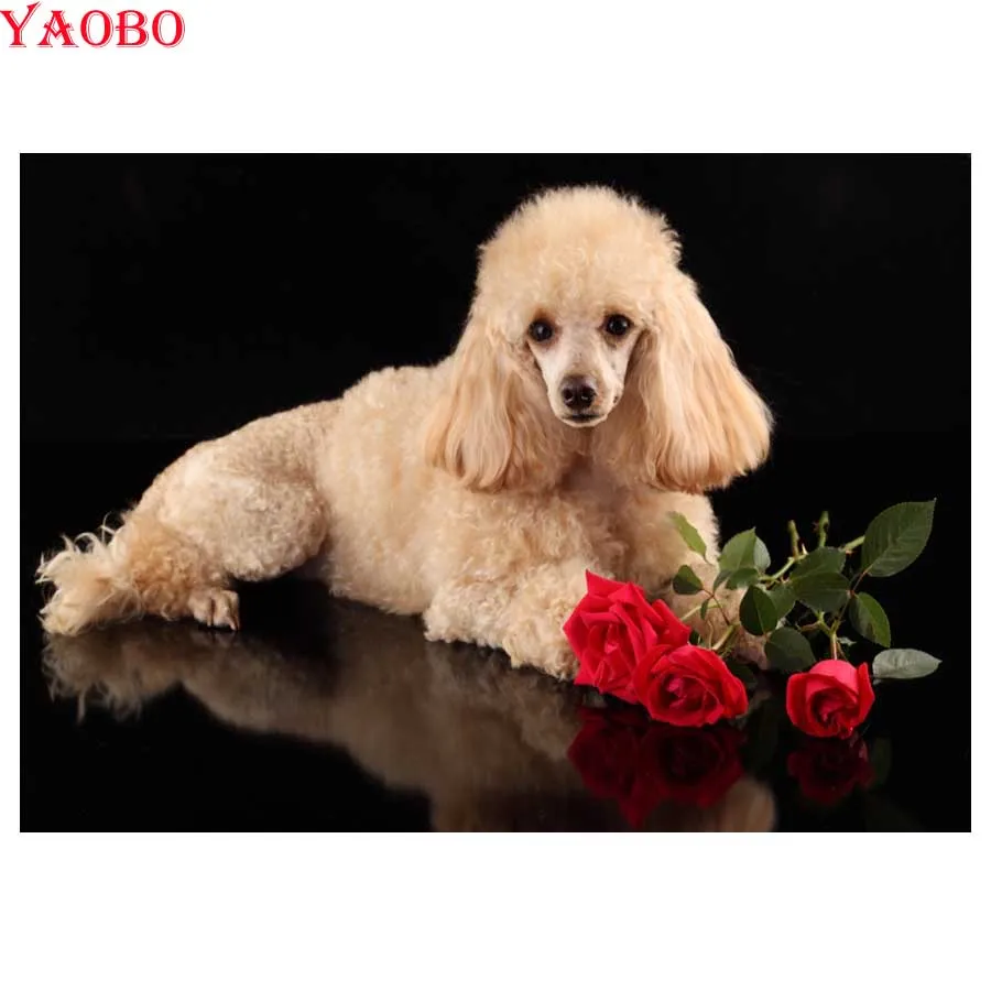 

3d Picture DIY Rhinestone Embroidery Diamond Painting Poodle Small pets 5D Cross Stitch mosaic painting home Room Decoration