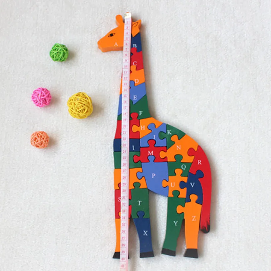 3D Животных Письмо Математика Новый Жираф Игрушка Игра-Головоломка Деревянные