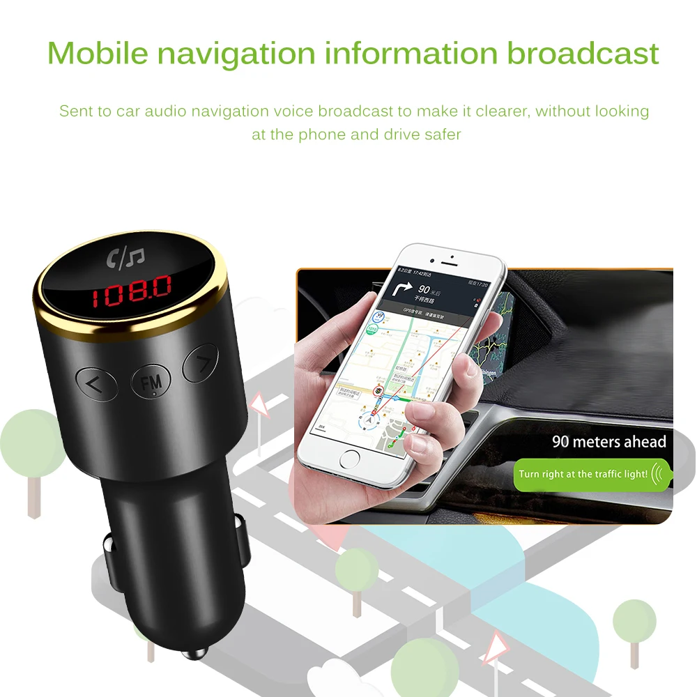 Onever FM передатчик Bluetooth V4.2 беспроводной автомобильный комплект FM модулятор MP3 плеер Громкая связь вызов двойной USB зарядное устройство QC3.0 Новинка