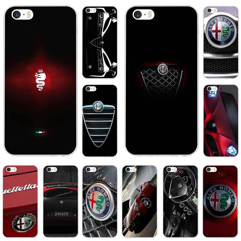 Car Alfa Romeo Logo Design For iPhone 7 7Plus 6 6S 6Plus 8 8Plus X XR XS Max 5 5S 5C SE 4 4S Soft TPU Silicone Phone Cases Cover | Мобильные