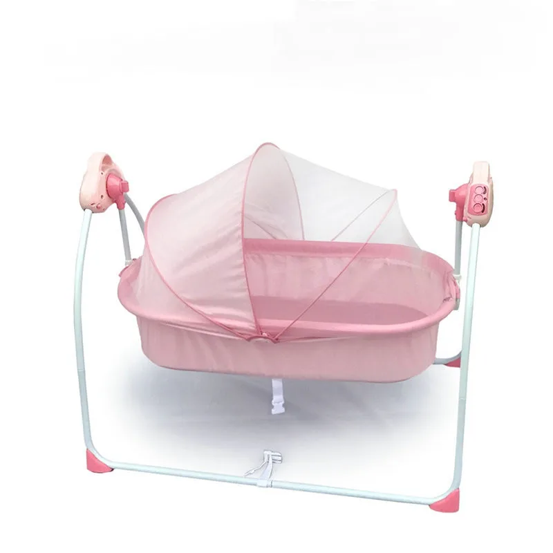 Basic version pink Расширенная версия многофункциональная детская кроватка Интеллектуальная электрическая портативная детская кроватка Bluetooth музыкальная Колыбель Сонная Cuna Para Bebe - Цвет: Basic version pink