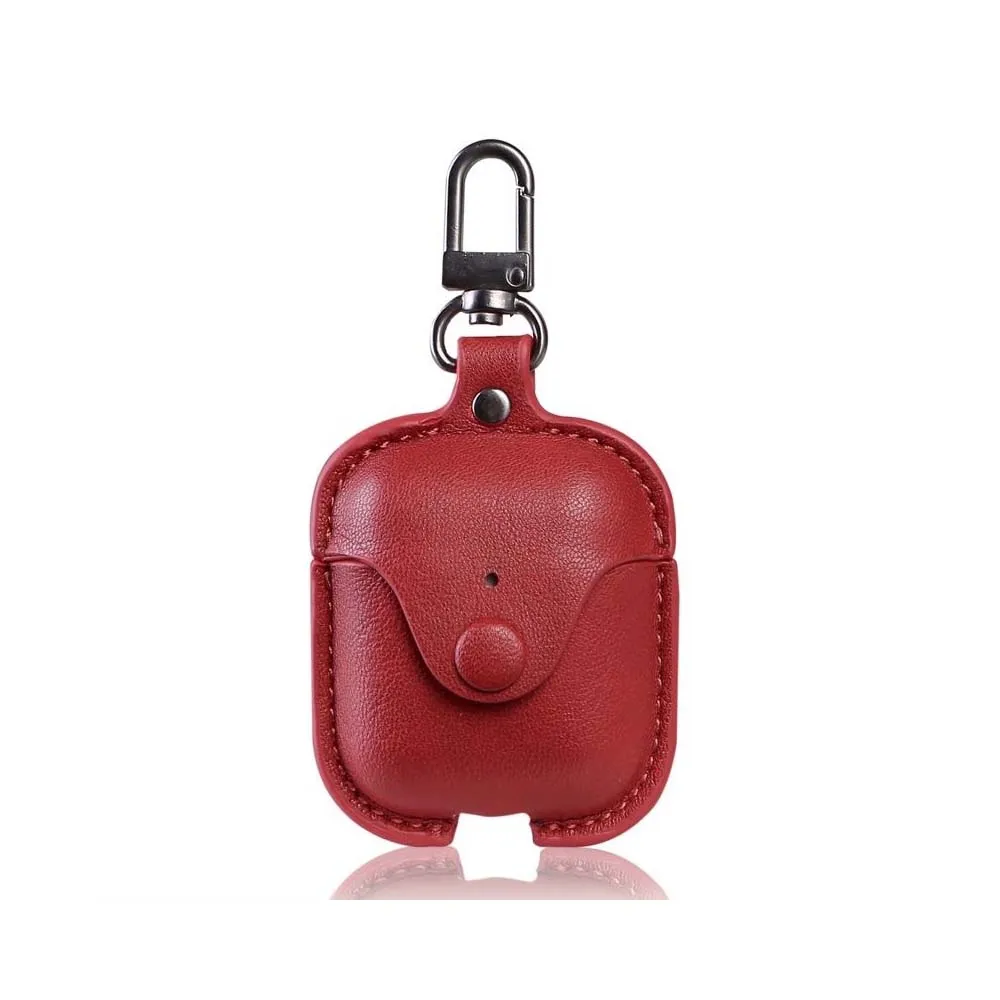 typeB-red JINSERTA чехол из натуральной кожи для Airpods кожаный ремешок с кнопками чехол для наушников Аксессуары Защитная крышка для wi-fi-модуля - Цвет: typeB-red