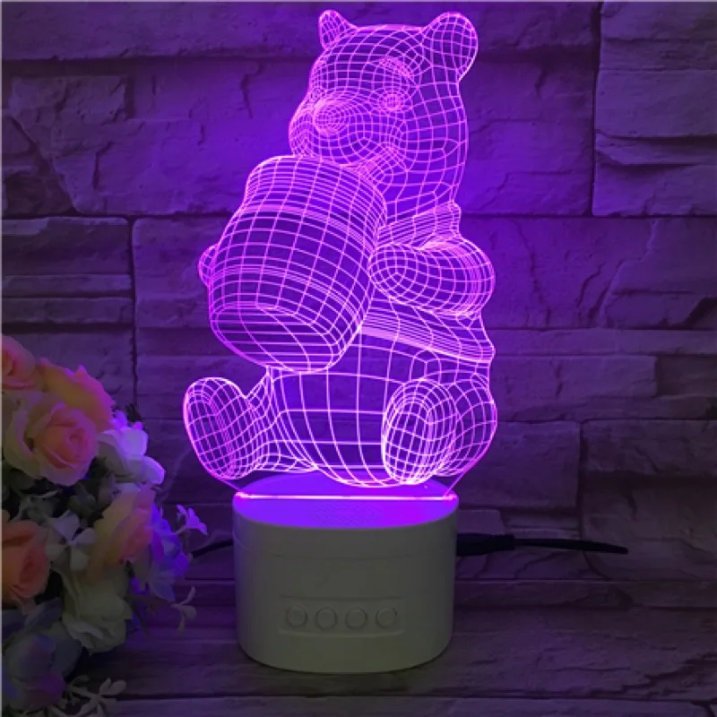 Usb светодиодный 3d-ночник Мультфильм Принцесса Королева Эльза Белоснежка Русалочка Микки фигурка медведя автономный bluetooth-динамик 3d лампа
