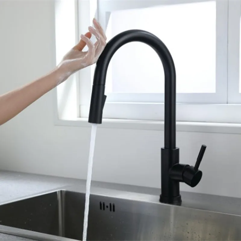 Stainless Steel Sensor Kitchen Faucets Touch Inductive Sensitive Faucet Mixer Tap pull out black kitchen faucet | Обустройство дома