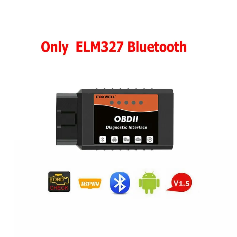 Foxwell elm327 OBD2 Bluetooth сканер Elm 327 в 1,5 OBDII адаптер считыватель кодов Авто диагностический сканер для автомобиля OBD 2 elm327 V1.5 - Цвет: elm327 Bluetooth