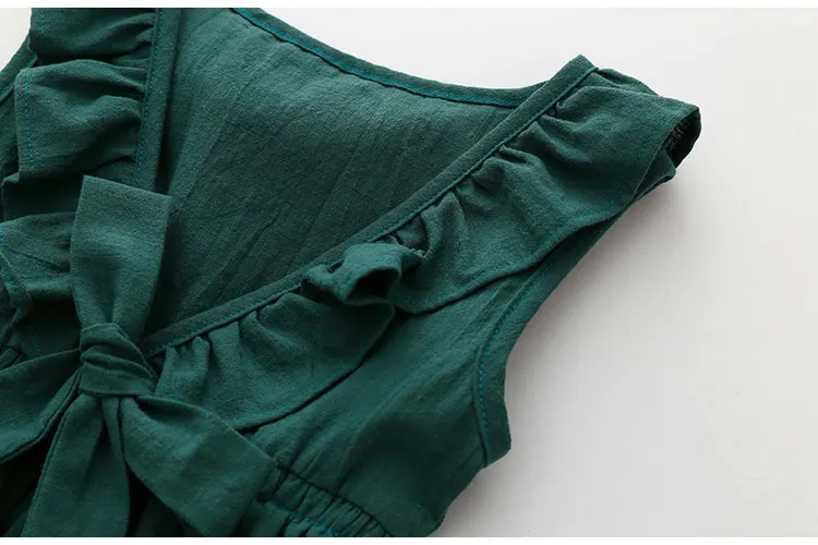 Vintage Emerald Girls Dress Summer Party Wedding Special Occasi Princess backless dress for toddler kids clothing 2-7y | Детская одежда