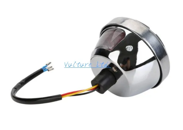 Универсальный хромированный круглый тормозной фонарь для мотоцикла Harley Bobber Chopper