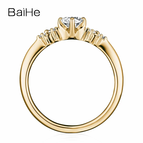 BAIHE Solid 18 K Белое Золото 0.20CT Сертифицированный FG/SI круглый натуральный бриллиант свадебные женские модные ювелирные изделия Подарочное кольцо