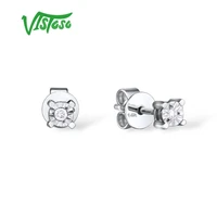 vistoso pure 14k 585 white gold sparkling illusion set miracle plate diamond earrings for women fashion trendy fine jewelry