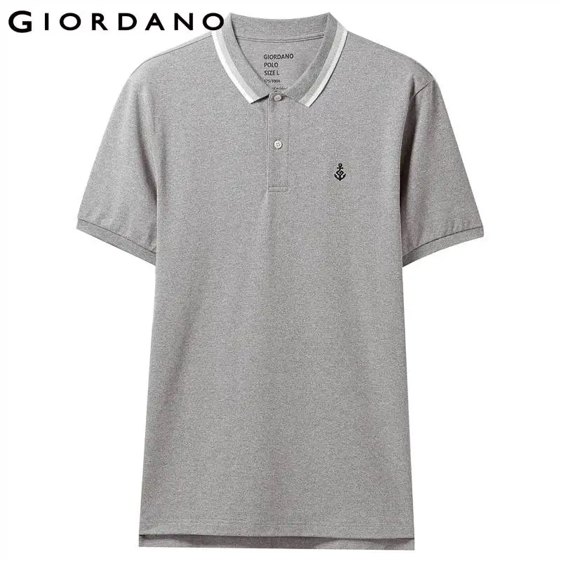 Giordano футболка Polo slim fit с короткими рукавами, с вышивкой якоря на груди, имеет несколько цветовых решений, а так же размеров