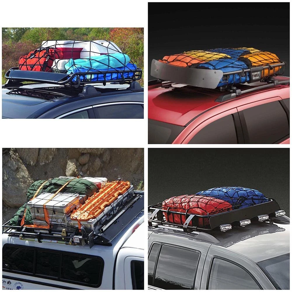 Bungee Cargo Net FreshGO Банджи шнур 6 мм латекс 4" x 36" сверхмощная подсветка салона автомобиля Чистая Автоматическая крыша галстук-вниз сеть с 12 большие крючки
