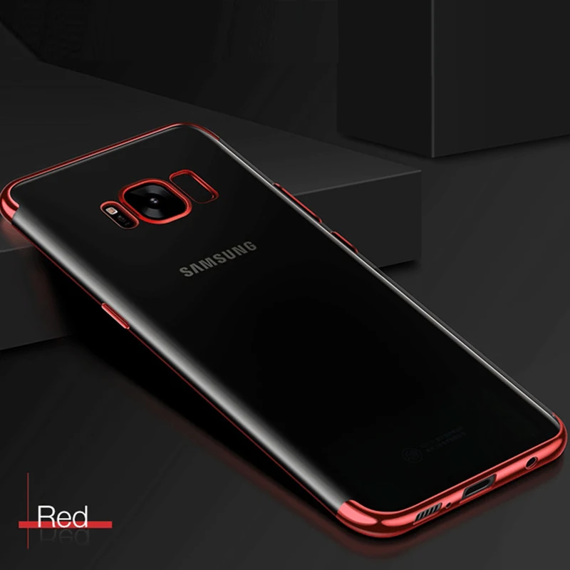 Красный Покрытие Мягкий силиконовый чехол для samsung Galaxy S8 S9 S6 S7 край A3 A5 A7 J3 J5 J7 Prime J4 J6 J8 A6 A8 плюс крышка - Цвет: Красный