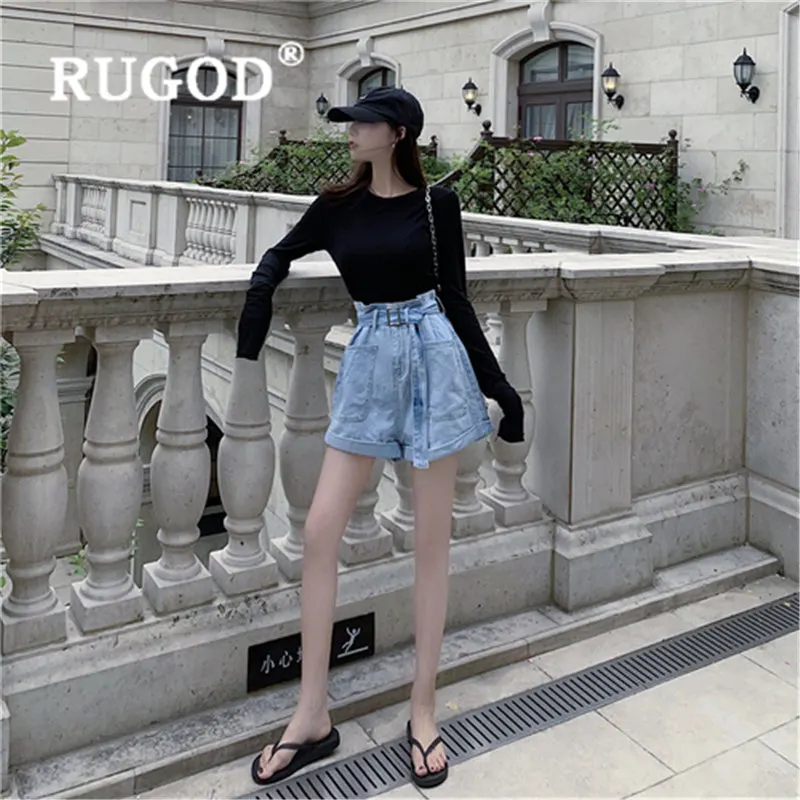 Женские свободные джинсовые шорты RUGOD повседневные облегающие с высокой талией и
