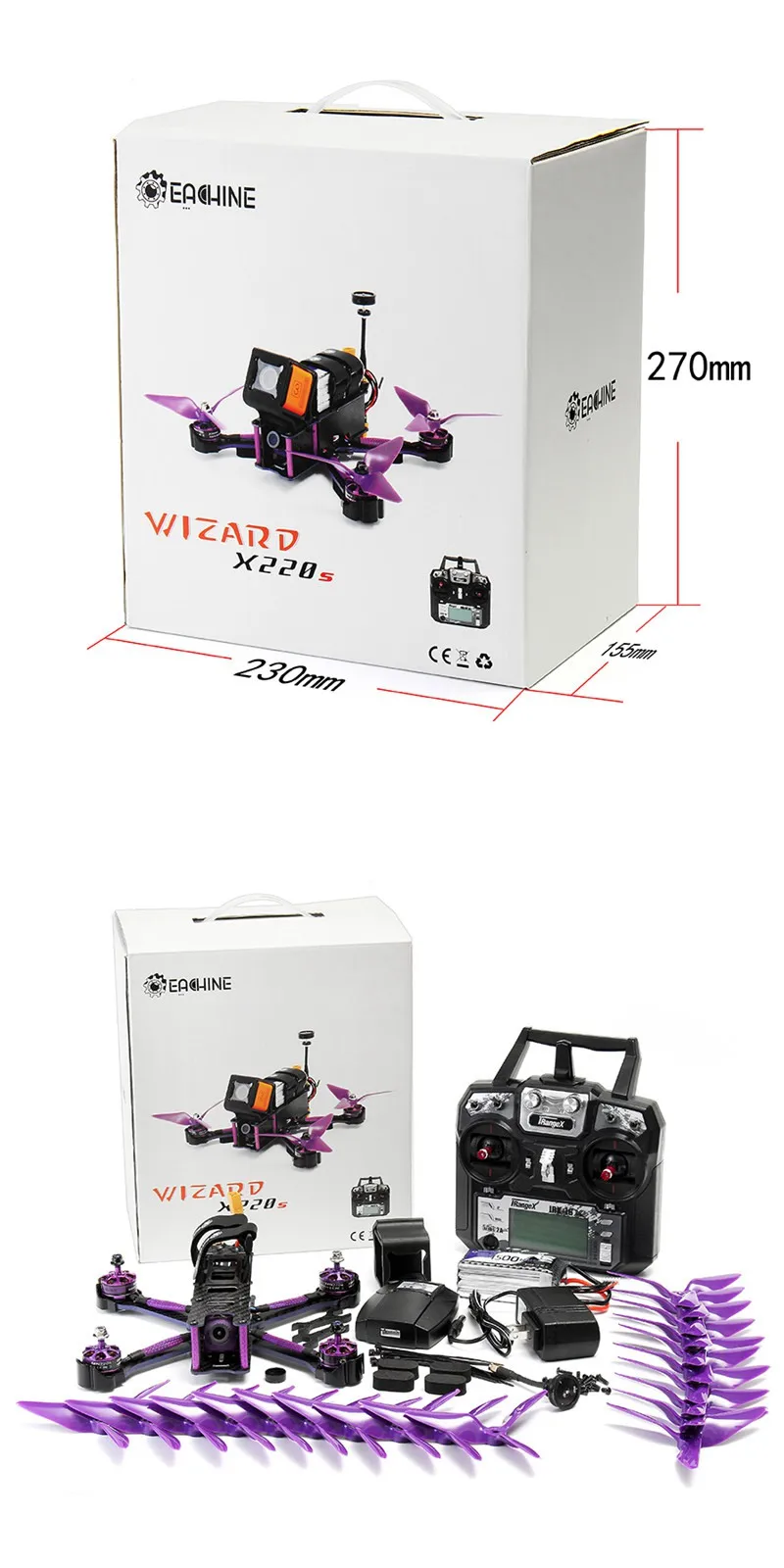 Горячая Распродажа Eachine Wizard X220S FPV Racer RC Дрон F4 5,8G 40CH 30A Dshot600 800TVL w/Flysky FS-i6X RTF
