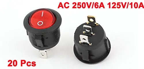 KCD1 AC 250V/6A 125V/10A Red Light On Off круглый клавишный переключатель Kcd1 20 шт.|switch|pcs |