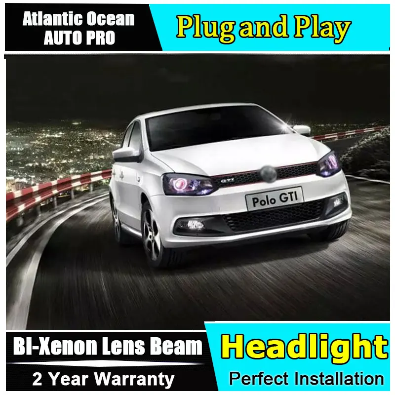 Фары для VW polo биксеноновые линзы стайлинга автомобиля Светодиодные ДХО с