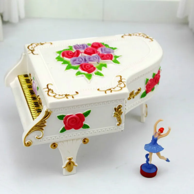 white piano Фортепиано музыкальная шкатулка игрушка с подсветкой Творческий вращающийся шар творческий вращающийся балетная девушка подарки игрушки - Цвет: white piano