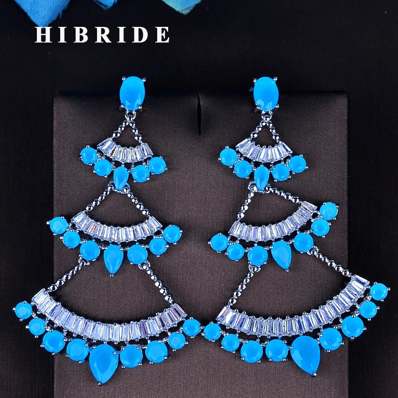 

HIBRIDE Luxury Clear CZ Crystal Drop Earrings For Women Brincos Mujer Fashion Charm Jewelry Female Anniversary Party Gifts E-791