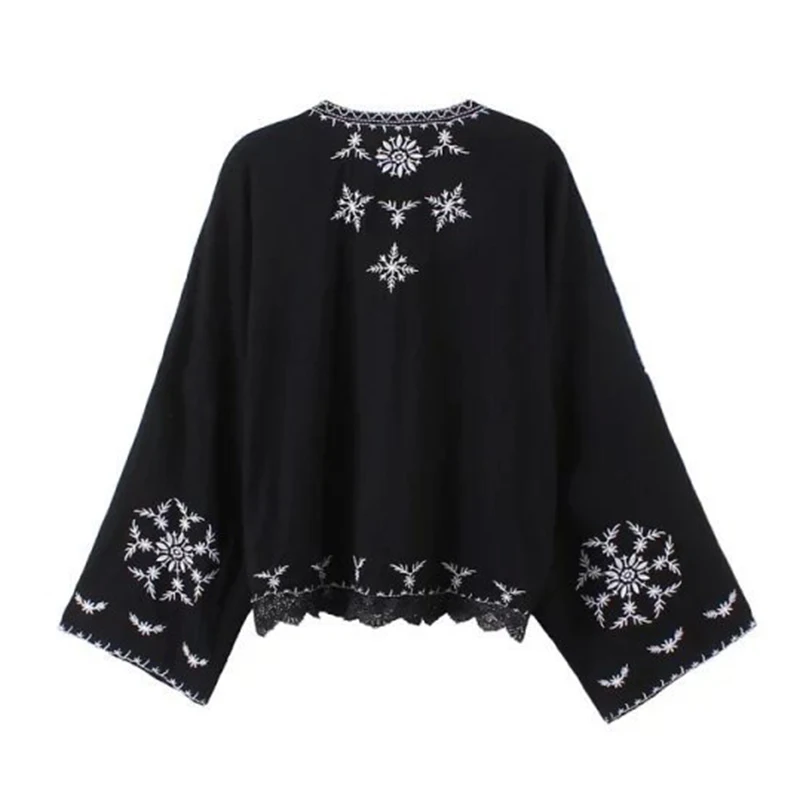 Boho цветочной вышивкой Рубашки для мальчиков Для женщин Племенной Стиль Винтаж