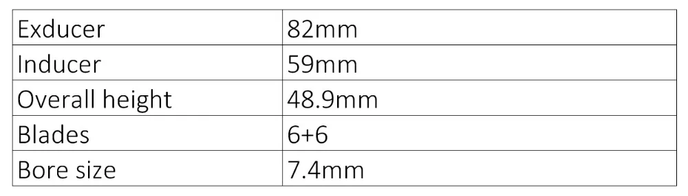 Колесо турбокомпрессора 59/82 мм лопастей вентилятора 6+ 6