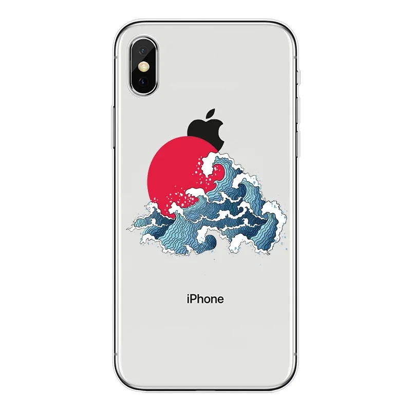 The Great Wave off Kanagawa задняя крышка мягкий чехол для телефона чехлы iPhone 7 6s 6 8 8Plus X XS 11 12