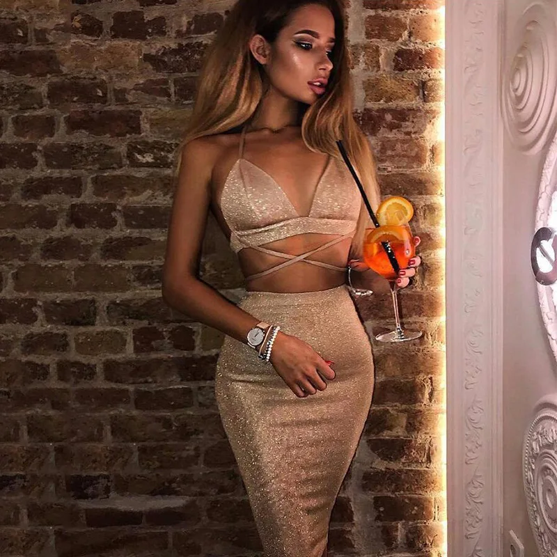 Блестящие Сексуальные облегающие летние платья на шнуровке Вечерние вечернее