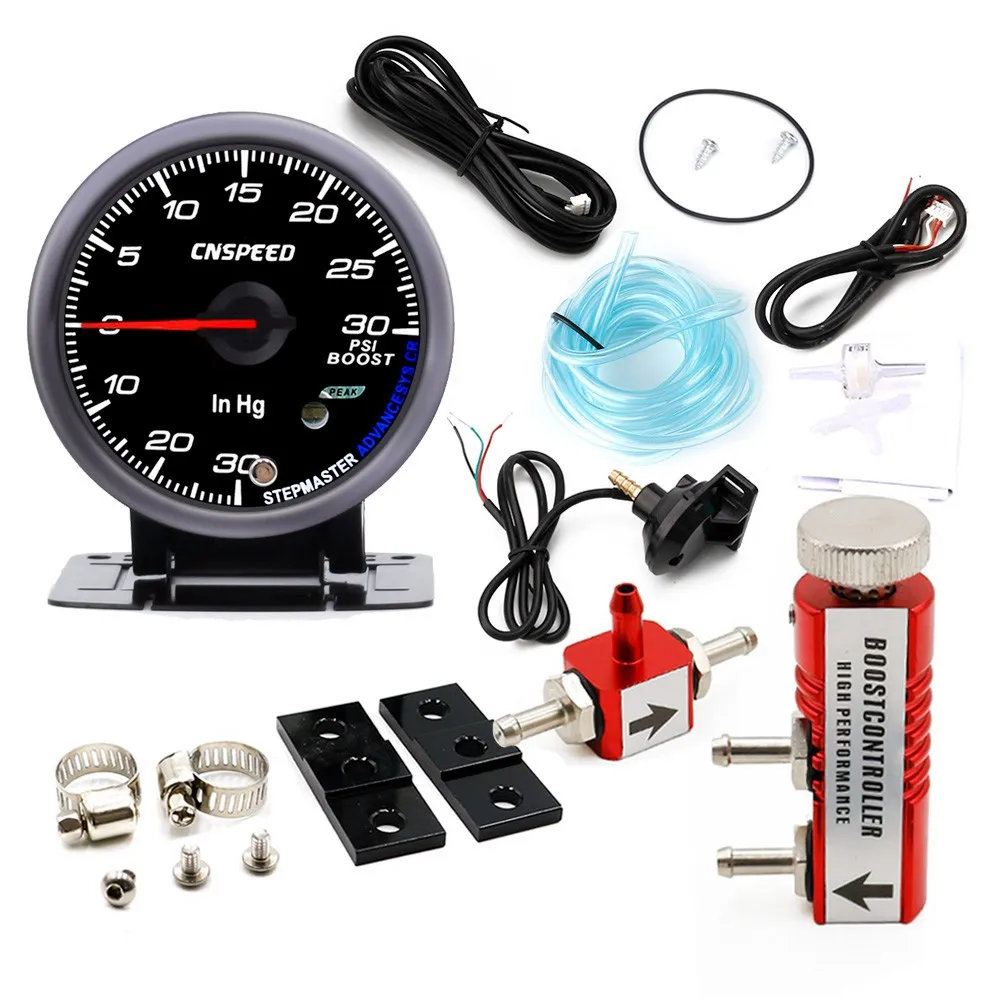 red Controller CNSPEED 60 мм Автомобильный турбо Boost Gauge PSI с сенсором черное лицо белое и Янтарное освещение турбо boost метр и Регулируемый контроллер - Цвет: red Controller