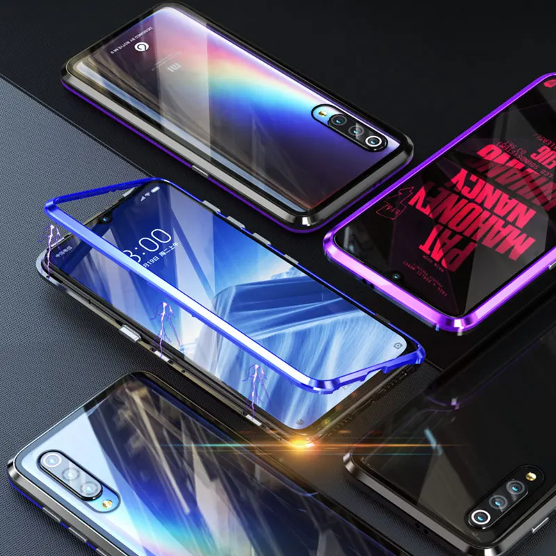 Магнитный металлический чехол для Xiaomi mi9, Прозрачный задний противоударный флип-чехол для Xiaomi Redmi Note 7 Pro, тонкий Глобальный роскошный
