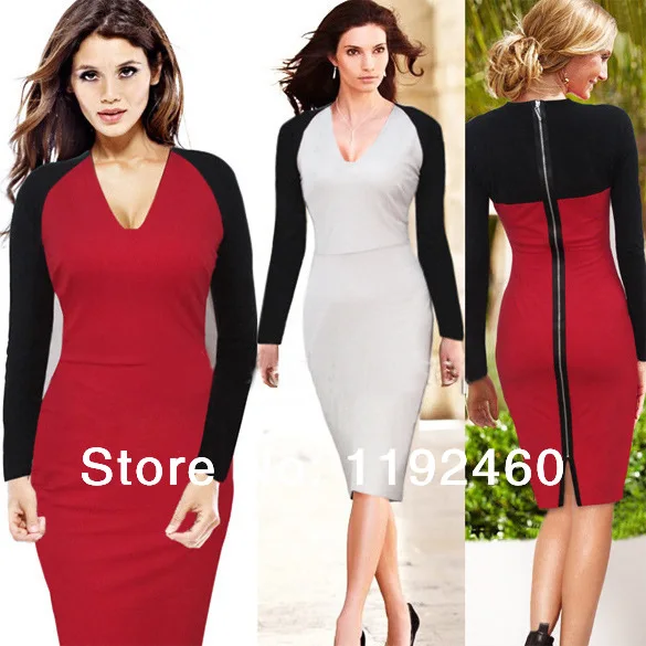 Free Shipping!!2014 New Fashion Woman Celebrity Sexy Midi Dress plus size Victoria Beckham Patchwork White vestidos | Женская одежда